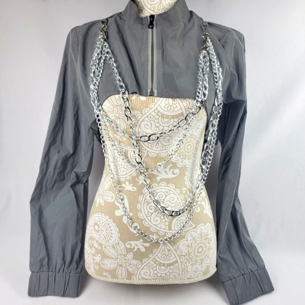 Hot & Delicious reflective silver cropped chain jacket